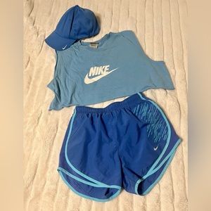 Nike Baby Blue Runners’ Set Tank Top, Shorts, & Cap